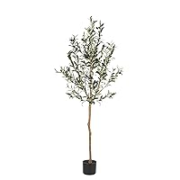 Realead 5ft Artificial Olive Tree, Large Fake Potted Olive Silk Tree Faux Olive Plants in Plastic Nursery Pot, Artificial Trees for Modern Home Office Living Room Floor Decor Indoor (60in)