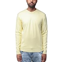X RAY Men's Classic V-Neck Sweater for Fall, Basic Slim Fit Long Sleeve V Neck Knit Pullover, Banana Yellow, Large