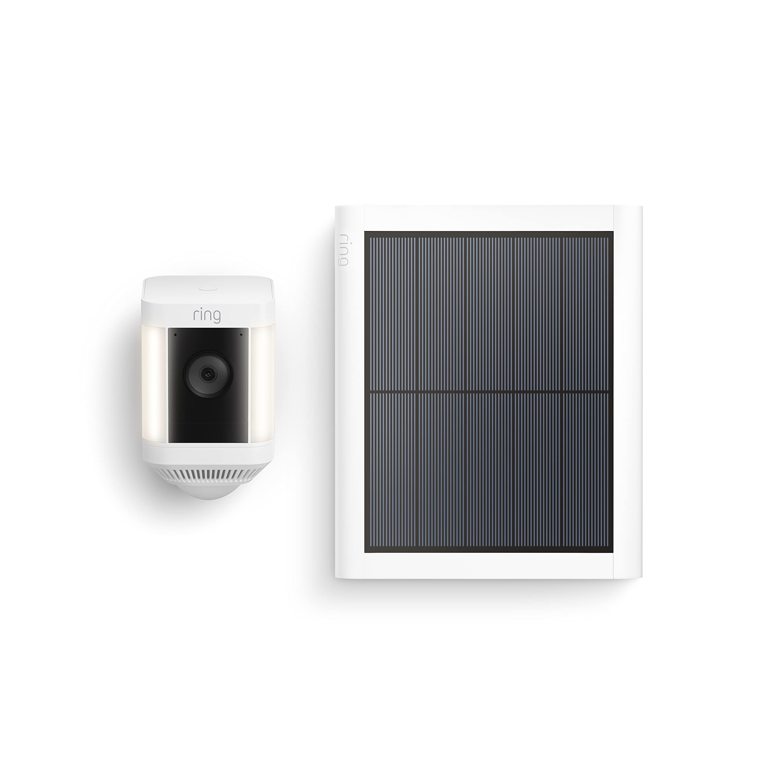Ring Spotlight Cam Plus, Solar | Two-Way Talk, Color Night Vision, and Security Siren (2022 release) - White