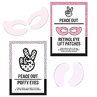 PEACE OUT Eye Patch Duo, Puffy Eyes Biocellulose Under-Eye Patches (6 pairs) & Retinol Eye Lift Patches (5 pairs), Minimize Puffiness & Dark Circles, Lift & Firm Eyes, Target Fine Lines & Wrinkles