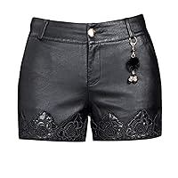 Faux Leather Pants for Women High Waist Stylish Shaping Retro Party Stretchy Loose PU Leather Shorts Plus Size