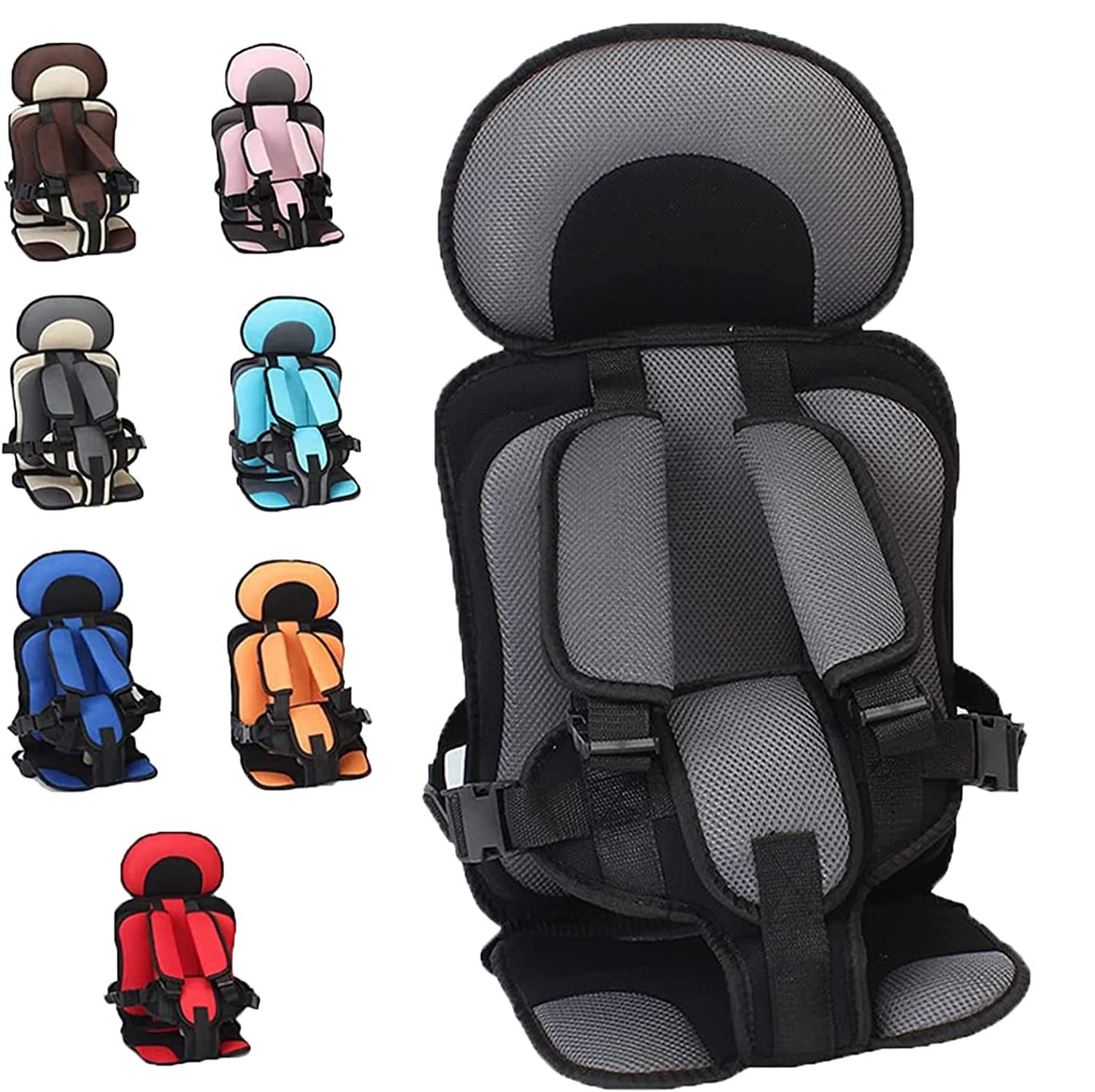 Auto Child Safety Seat Simple Car Portable Seat Belt,Foldable Car Seat Protection Travel Accessories for Kids 0-12,Car Seat Liner for Infant (Black, Big(22.1 * 13.4 * 9.5in))