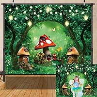 Enchanted Forest Backdrop Cartoon Fairy Tale Mushroom Fairytale Forest Backdrops Spring Wonderland Butterfly Photography ​for Girl Princess Birthday Party Photo Booth Prop 10x8ft