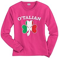Threadrock Women's O'Talian Italian Irish Shamrock Long Sleeve T-Shirt