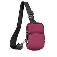 ZORSOME Outdoor Crossbody Sling Backpack Sling Bag,Small Crossbody Sling Backpack Sling Bag Travel Hiking Chest Bag Daypack for Hiking Traveling,Waterproof Neoprene Carry Bag(Wine Red)
