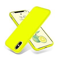 OTOFLY Liquid Silicone Gel Rubber Full Body Protection Shockproof Case for iPhone Xs/iPhone X，Anti-Scratch&Fingerprint Basic-Cases，Compatible with iPhone X/iPhone Xs, (Fluorescent Yellow)