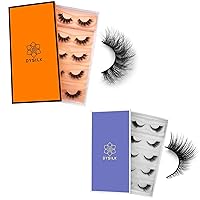 DYSILK Fake Eyelashes Mink Lashes Reusable Eyelashes Natural Look 5 Pairs Pack