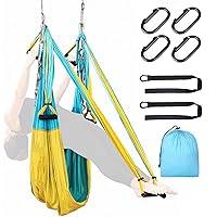 Aerial Yoga Flying Yoga Swing Set Yoga Hammock Sling Inversion Tool Aerial Pilates Silk for Gym Home Fitness (with 2 Extensions Straps)