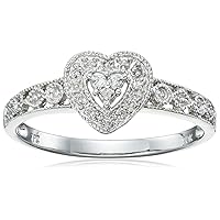 Amazon Collection 10k Gold Diamond Heart Ring (0.04 cttw, I-J Color, I2-I3 Clarity)