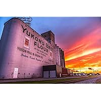 Route 66 Photography Print (Not Framed) Picture of Yukon's Best Flour Grain Elevator at Sunset in Yukon Oklahoma Country Wall Art Travel Decor (11