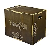 Yes4All 3 in 1 Wooden Plyometric Box Plyo Box - Holds Up to 450lbs - Versatile Plyometric Box for Home Gym and Outdoor Workouts
