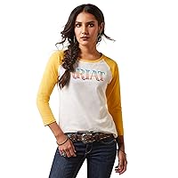 Ariat Women's Serape Stripe T-Shirt Coconut Milk / Yolk Yellow LARGE