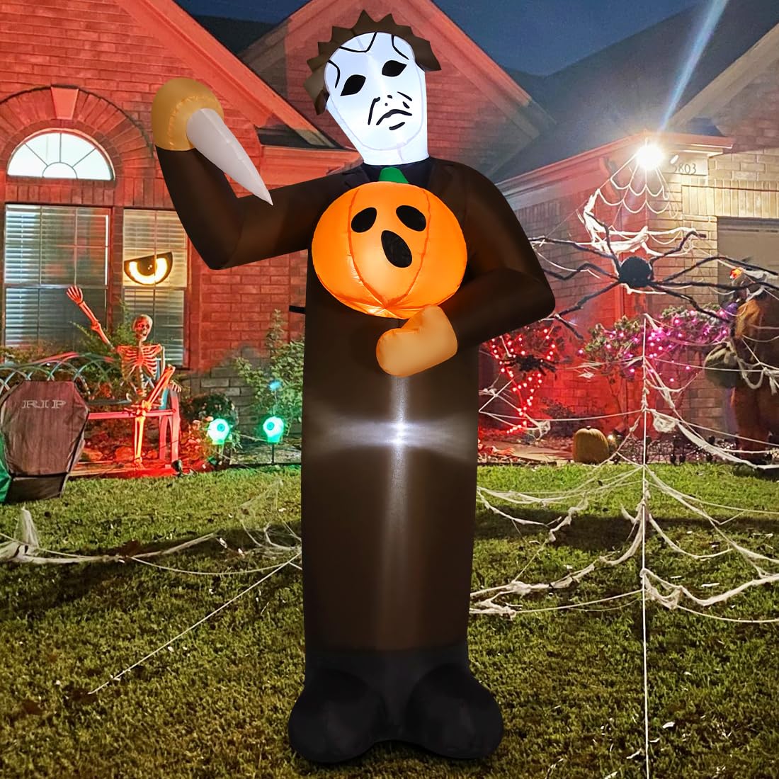 Mua COMIN Halloween Inflatable 6FT Scary Pumpkin Killer with Built ...
