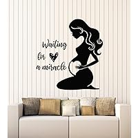 Vinyl Wall Decal Waiting Miracle Beautiful Pregnant Woman Silhouette Stickers Mural Large Decor (g7146) Black