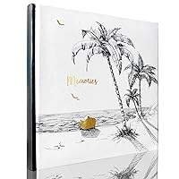 Holoary Photo Album 4x6 160 Photos Two Pictures Per Page, Memo Writing Area for Each Pocket, 160 Pockets 4”x6”, Printed Book Cover Travel Design Natural Beach Vacation Honeymoon Memories
