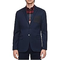 Calvin Klein Mens Patch Pocket Two Button Blazer Jacket, Blue, Large