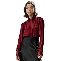 LilySilk Womens 19MM Pure Silk Shirt Ladies Pullover Blouse with Irregular Pleats on Collar & Sleeves Luxury Tops