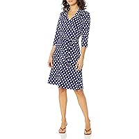 Star Vixen Women's Three-Quarter-Sleeve Faux Wrap Dress