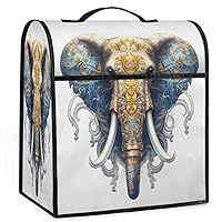 Animal Cute Elephant Logo Teal（04） Coffee Maker Dust Cover Mixer Cover with Pockets and Top Handle Toaster Covers Bread Machine Covers for Kitchen Cafe Bar Home Decor