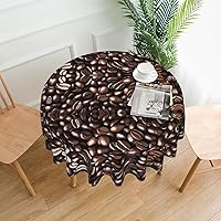 ((Funny Roasted Coffee Bean) Spring Summer Tablecloth 60x60 Inch Round, for Parties Picnic Kitchen Dinner Decor Indoor Outdoor
