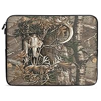 Deer Hunting Camo Buffalo Skull Laptop Sleeve Durable Carrying Bag Laptop Case Briefcase Computer Pocket Case Protective Case 15inch