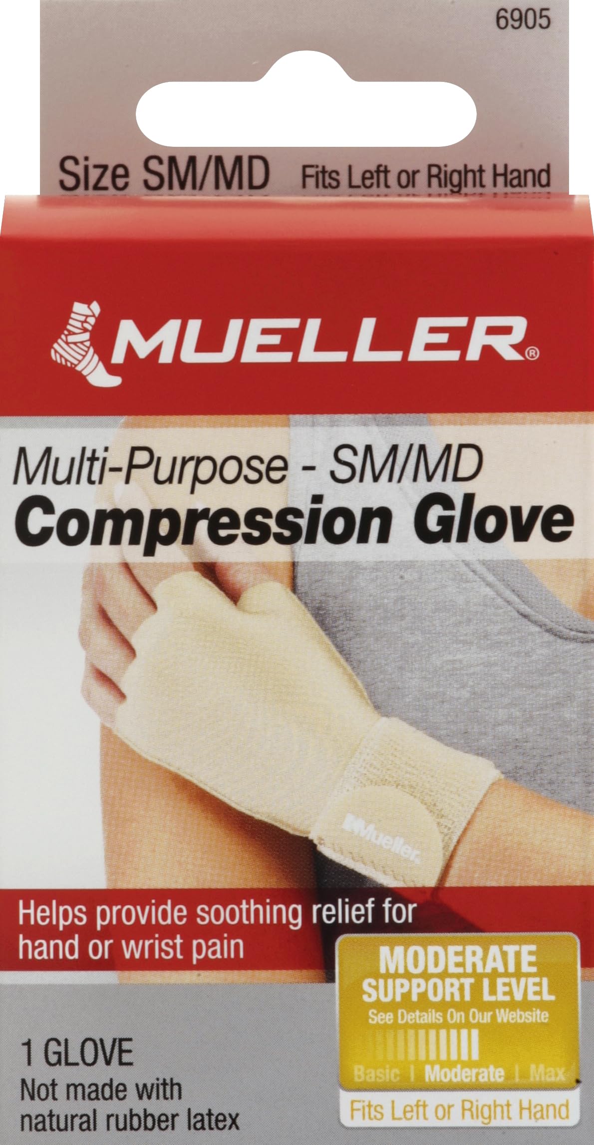Mueller Sports Medicine Arthritis Compression Glove, Hand and Wrist Support, Fits Right or Left Hand, For Men and Women, Beige, Small/Medium
