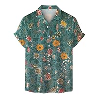 Camisa con botones para Hombre Camiseta Estampado Floral de Playa Blusa Turndown Mangas Tops Túnica Ropa