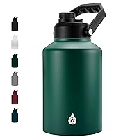 BJPKPK One Gallon(128oz) Insulated Water Bottle, Dishwasher Safe Stainless Steel Thermos, BPA Free Jug with Ergonomic Handle & Anti-slip Bottom, Large Water Bottle, Army Green