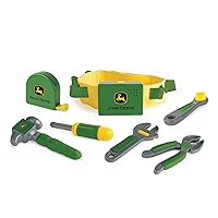 John Deere Deluxe Talking Toolbelt - 7-Piece Kids Tool Set - Interactive Construction Toys - Interactive Toddler Tools Playset - Green - 7 Count - Preschool Toys Ages 2 Years and Up