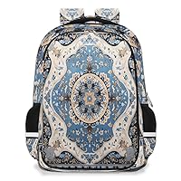 Small Backpack for Women, Rich Damask Travel Backpack Multi Compartment Carry On Backpack Retro Flower Waterproof Backpack Cute Book Bags With Chest Strap for Women Men