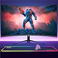 memzuoix 27 inch Curved Gaming Monitor 2K 165Hz 1440P +Large Mouse Pad RGB LED+ Wireless Ergonomic Mouse(Purple)