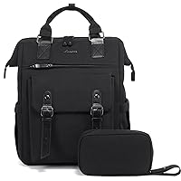LOVEVOOK Laptop Backpack for Women Work Travel Commuter Backpack Business Computer Bag Doctor Nurse Bags College Backpack Purse, 15.6 Inch, Black-black