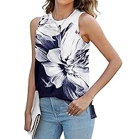Tank Tops for Women 2024, Sleeveless Summer Tops Casual Basic Workout Tops Crewneck Loose Fit Blouses Side Split Shirts