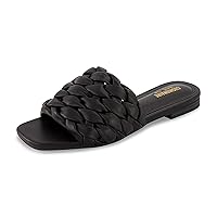 CUSHIONAIRE Women's Aramis woven slide sandal +Memory Foam, Wide Widths Available