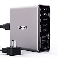 USB C Charging Stations, 200W 8 Ports GaN Fast Wall Chargers Block with Single 70W Dual 30W, PD QC PPS, 65W Laptop Adapter for MacBook Pro/Air, iPad, iPhone, Dell XPS, Samsung Galaxy, Titanium (Gray)