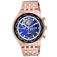 Men's Meridian World Timer GMT Quartz Stainless Steel Strap, Rose Gold, 22 Casual Watch (Model: SP7321)
