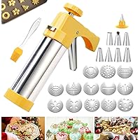 Cookie Press, Stainless Steel Spritz Cookie Press, Cookie Press for Baking, Cookie Press Gun Kit with 13 Cookie Press Discs & 8 Nozzles, Cookie Gun, Cookie Maker for Biscuit Cake Cookie