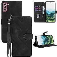 S22 Case Wallet,for Galaxy S22 Case,Card Holder Leather Kick-Stand Flip Cases Protector,Wrist Strap,Magnetic Closure,S22 Phone Case Shockproof Protective Cover (Black)