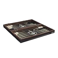 LaModaHome Turkish Backgammon Set for Adults and Kids, Includes Dice Cups, Folding Board, 19''Classic Travel Backgammon Board Game.