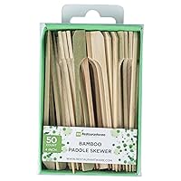 Restaurantware 4 Inch Paddle Bamboo Skewers 50 Sturdy Disposable Bamboo Food Picks - Sturdy Paddle Head Bamboo Appetizer Picks Sustainable For Serving Appetizers and Cocktail Garnishes