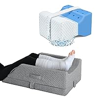 KingPavonini Cooling Knee Pillow for Side Sleepers and Adjustable Leg Elevation Pillows for Swelling