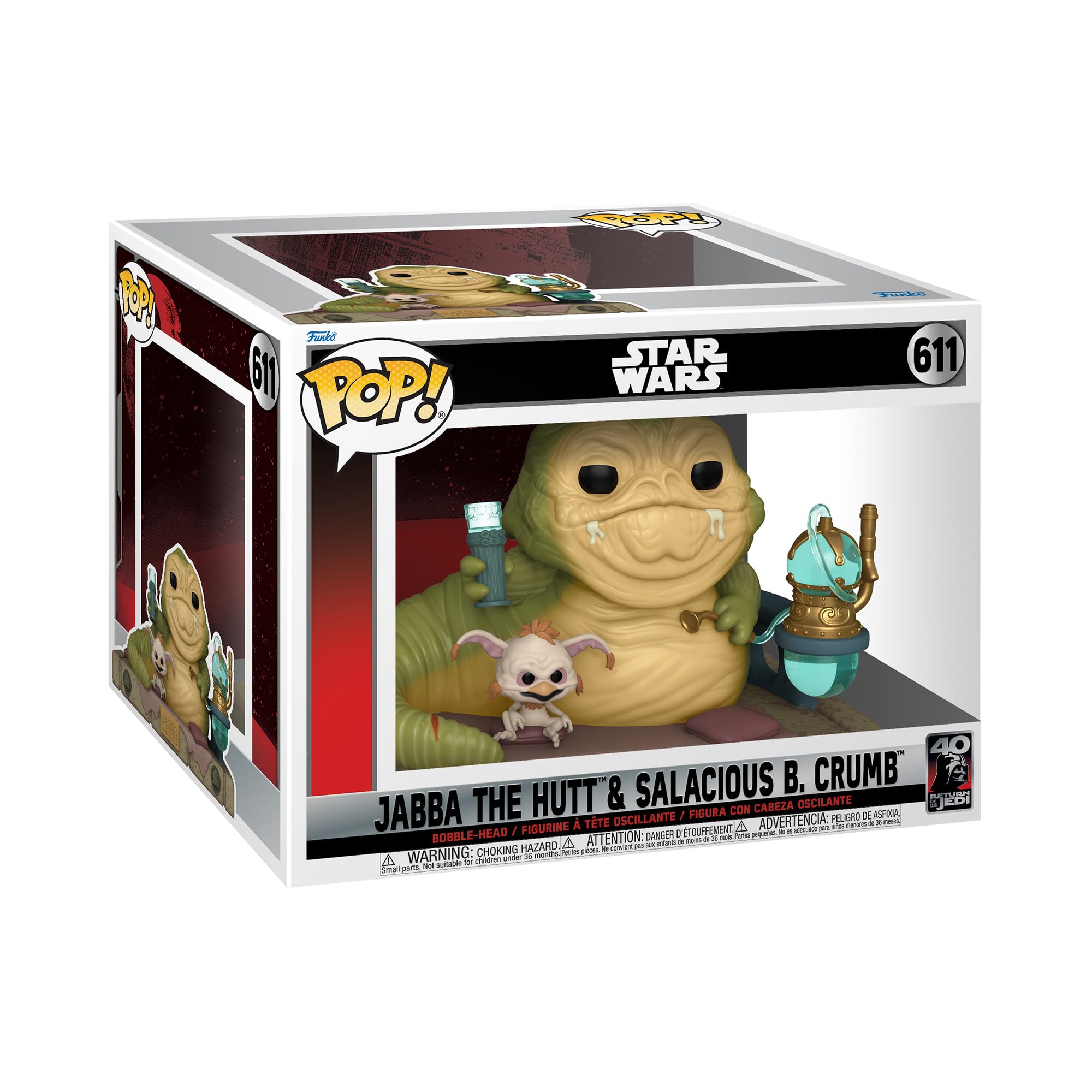 Funko Pop! Movie Moment: Star Wars - Return of The Jedi 40th Anniversary, Jabba The Hutt & Salacious B. Crumb, Multicolor