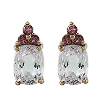 Kunzite Cushion Shape Gemstone Jewelry 10K, 14K, 18K Rose Gold Stud Earrings For Women/Girls