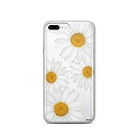 Milkyway Clear Case Compatible with iPhone 8 Plus 7 Plus Clear Case Design Protective Back Case Cover for Apple iPhone 8 Plus 7 Plus [Supports Wireless Charging] - ITS Daisies Yellow Sunflower
