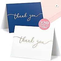 Durabasics 220 Thank You Cards with Envelopes & Stickers, Premium and Elegant Thank You Cards for Small Business, Wedding, Baby Shower and Bridal Shower