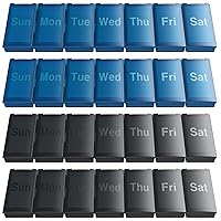 4 Pack Weekly Pill Organizer, Large Daily Vitamin Pill Box,Portable Travel Friendly 7 Day Pill Containers Medicine Holder,Handbag Outdoor Camping Small Pill Case for Supplements Fish Oil(Black+Blue)