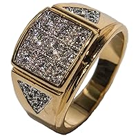 Men's 18 KT Gold Plated Dress Ring with CZ and Austrian Crystal 031