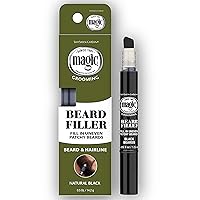 Magic Grooming Beard Filler Pencil Brush for Men, Waterproof, Fill in Patchy Beard & Cover Greys, Natural Black Shade, Black, 0.05 Fl Oz