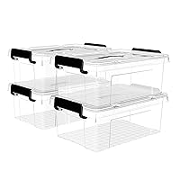 Plastic Storage Bin Box Organizing Container with Lid and Secure Latching Buckles, Clear, 16Qt x 4, Pack of 4