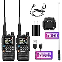 (2 Pack) TIDRADIO TD-H3 GMRS Radio Handheld with 1 PCS (Desktop Charger,771 Long Antenna and Earpiece),Multi-Band Receiving Two-Way Radio,USB-C Programming & Charging,AM/FM Reception,NOAA VOX SCAN